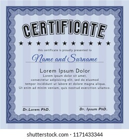 Blue Certificate template or diploma template. Customizable, Easy to edit and change colors. Easy to print. Good design. 