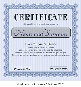 Blue Certificate template or diploma template. Customizable, Easy to edit and change colors. With quality background. Money style design. 