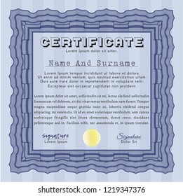 Blue Certificate template or diploma template. Easy to print. Customizable, Easy to edit and change colors. Elegant design. 