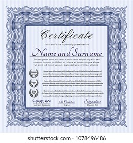  Blue Certificate template or diploma template. With great quality guilloche pattern. Excellent design. Detailed. 