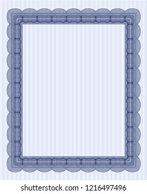 Blue Certificate template or diploma template. Perfect design. Vector illustration. With quality background. 