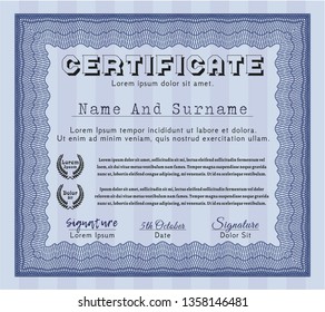  Blue Certificate template or diploma template. Printer friendly. Cordial design. Vector illustration. 