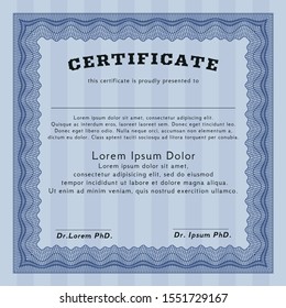 Blue Certificate template or diploma template. With quality background. Money Pattern. Customizable, Easy to edit and change colors. 