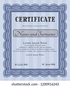 Blue Certificate template or diploma template. Superior design. With quality background. Vector illustration. 