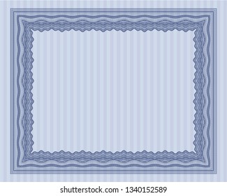 Blue Certificate template. With guilloche pattern. Perfect design. Customizable, Easy to edit and change colors. 