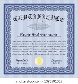 Blue Certificate template. With linear background. Cordial design. Customizable, Easy to edit and change colors. 