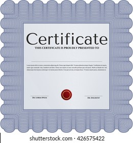 Blue Certificate template. Nice design. Easy to print. Customizable, Easy to edit and change colors. 