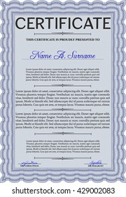 Blue Certificate template. Nice design. Customizable, Easy to edit and change colors. Easy to print. 