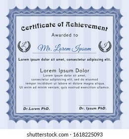 Blue Certificate template. With quality background. Lovely design. Customizable, Easy to edit and change colors. 