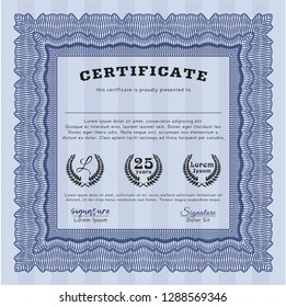 Blue Certificate template. Superior design. Detailed. Easy to print. 