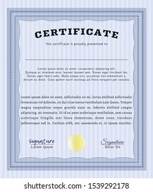 Blue Certificate template. Superior design. With quality background. Customizable, Easy to edit and change colors. 