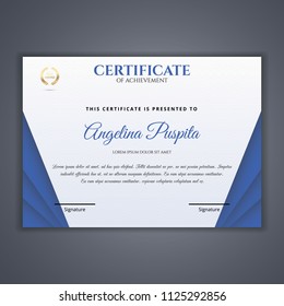 Blue Certificate template in vector for achievement, Certificate Design Template in Modern Style - vector