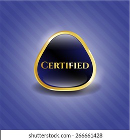 Blue certified gold shiny emblem