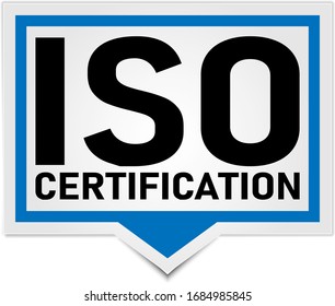 blue Certified ISO label or sticker on white background, vector illustration