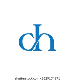 Logotipo azul "ch" em branco
