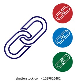 Blue Chain link icon isolated on white background. Link single. Set color icon in circle buttons. Vector Illustration
