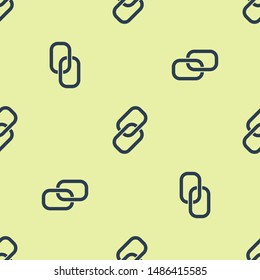 Blue Chain link icon icon isolated seamless pattern on yellow background. Link single. Hyperlink chain symbol. Vector Illustration
