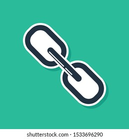 Blue Chain link icon isolated on green background. Link single.  Vector Illustration