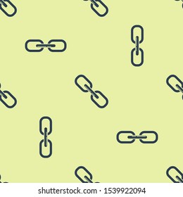 Blue Chain link icon isolated seamless pattern on yellow background. Link single.  Vector Illustration