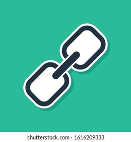 Blue Chain link icon isolated on green background. Link single. Hyperlink chain symbol.  Vector Illustration