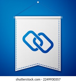 Blue Chain link icon isolated on blue background. Link single. Hyperlink chain symbol. White pennant template. Vector
