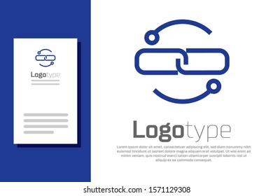Blue Chain link line icon isolated on white background. Link single. Logo design template element. Vector Illustration
