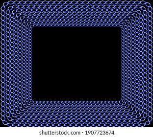 Blue chains frame. Creative jewelry design. 3D vector illustration.