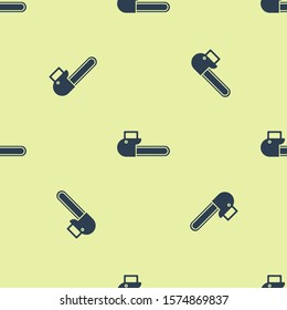 Blue Chainsaw icon isolated seamless pattern on yellow background.  Vector Illustration