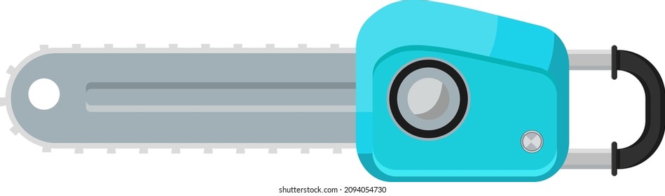 Blue chainsaw, illustration, vector on a white background.