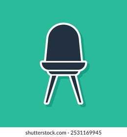 Blue Chair icon isolated on green background.  Vector