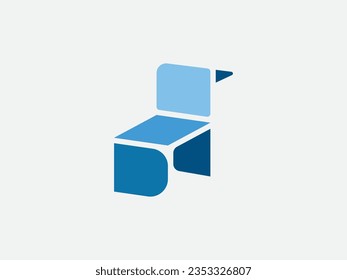 Blue chair logo design, vector logo for web, apps and icon