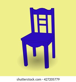 Blue chair on a yellow background. Classic furniture. Vector illustration.