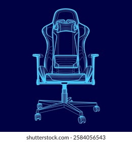 A blue chair outline. The chair is designed to be ergonomic and comfortable for long periods of sitting