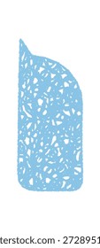 Blauer Kreide-Sprechballon bildet eine organische Rechteckblase. Sketch Textur fügt Kommunikation und Nachrichtenkontext, Grafikstil ideal für kreative Projekte oder Nachrichtendesign.
