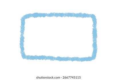 Blue chalk sketch frame forms an organic rectangle with a rough border and outline. Quote box serves as a unique graphic speech element on minimal background, with clean and textured style.