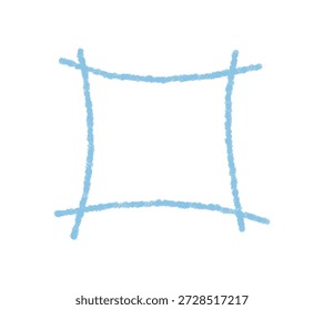 Blaue Kreide Skizze Rechteck Anführungsfeld mit handgezeichneter Kontur schafft einen einzigartigen Rahmen für Text. Grobe Box mit grafischem Hintergrund, ideal für Zitat oder Nachricht in kreativen und modernen Layouts.