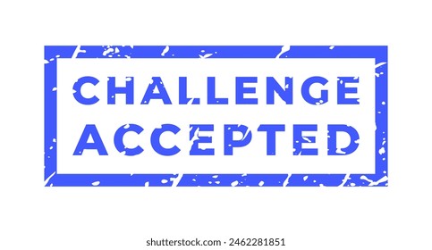 Blue Challenge Akzeptiert isolierte Grunge Stempel, Aufkleber, Schild Vektorillustration