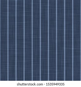 Blue Chambray Pinstripe Texture Background. Classic Preppy Shirting Stripe Seamless Pattern. Close Up Weave Suit Fabric In Denim Ticking For Wallpaper, Men Fashion Apparel. Vector EPS10 Repeat Tile