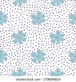 Flores de manzanilla azul sin fisuras en estilo vintage. Patrón de margarita geométrica. Papel pintado de flores. Diseño para tela, impresión textil, papel envolvente, cubierta. Ilustración vectorial.