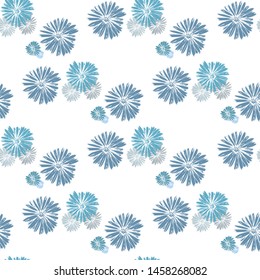 Blue chamomile meadow  wildflower Nature seamless pattern. Silhouette vector. Spring decoration. 
