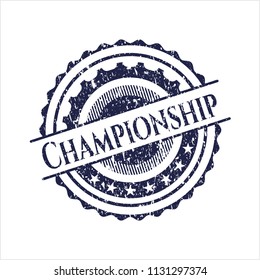 Blue Championship distress grunge stamp