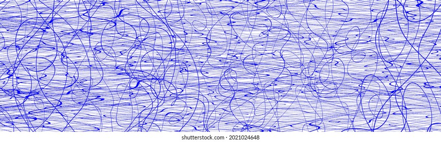Blue chaotic lines background. Hand drawn lines. Tangled chaotic pattern. Vector illustration.