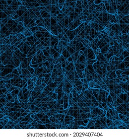 Blue chaotic lines background. Hand drawn lines. Tangled chaotic pattern. Vector illustration.