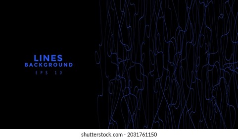 Blue chaotic lines background. Hand drawn lines. Tangled chaotic pattern. Vector illustration.