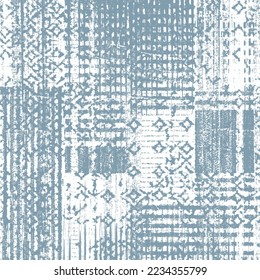 blue chaotic pattern for textile design. Abstract Grunge Geometric Pattern on white  background.