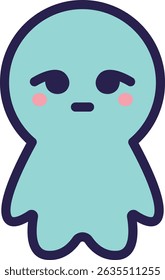 Blue character icon with gentle smile and closed eyes