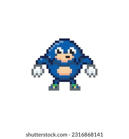 Blue character meme, drawing pixel art