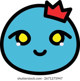 blue character wearing a crown