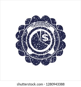 Blue chart icon inside distress rubber stamp