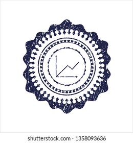 Blue chart icon inside distress rubber stamp